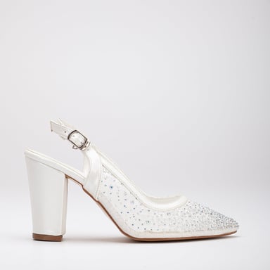 Monique Ivory Lace Slingback Shoes