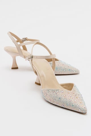 Vilka Embellished Slingback Kitten Heel Pumps