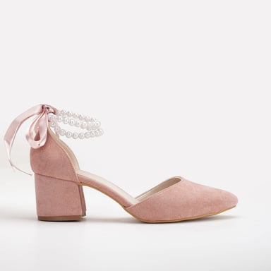 Miranda Low Block Heels with Pearls