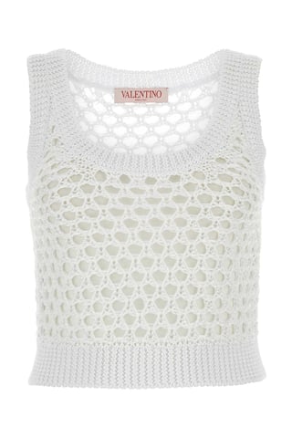 White Mesh Valentino Garavani Escape Crop-top