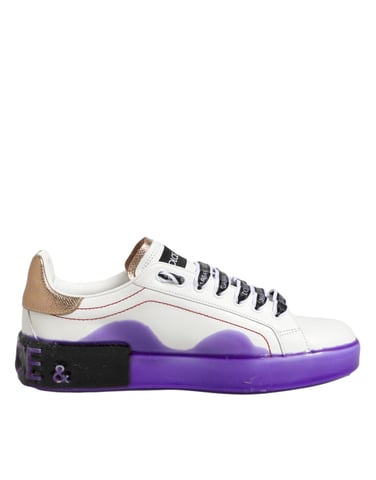 Dolce & Gabbana Vita Lila Läder Låg Top Sneaker Skor