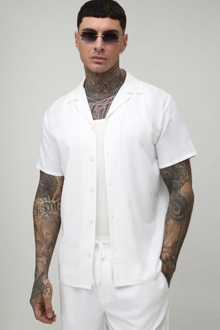 Tall Regular Short Sleeve Linen Blend Shirt