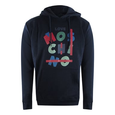 Love Moschino Jumble Logo Marinblå Huvtröja