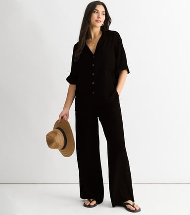 Svart Air Flow Oversized skjorttopp