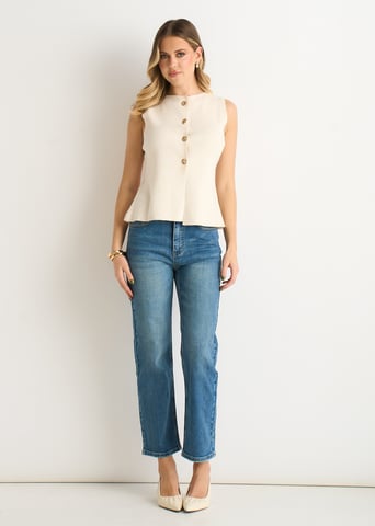 Off White Knopen aan de voorkant Compact gebreid vest