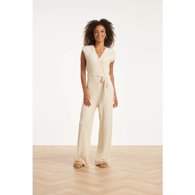 Smashed Lemon Jumpsuit met structuur en tailleceintuur |