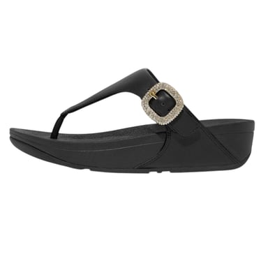 Fit Flop Womens/Ladies Lulu Rhinestone Buckle Leather Sandals (Black)