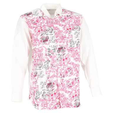 Comme Des Garçons Printed Long Sleeve Shirt in White Cotton
