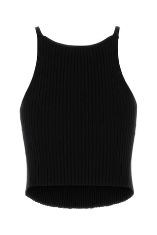 Black Viscose Blend Tank Top