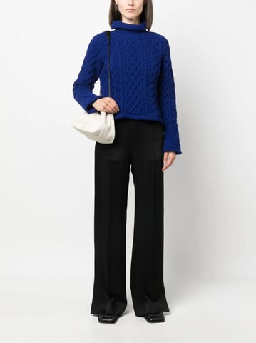 Satin-finish Wide-leg Trousers