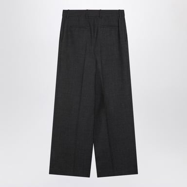 Dark Grey Wool Wide Trousers
