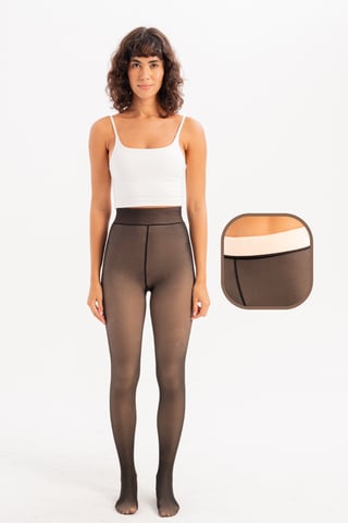 Thermal Recovery Fleece Plush Winter Tights Black Women's Panties Socks - Lyra