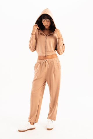 Oversize Fit Elastic Waist Pocket Relaxed Cut Mink Women's Sweatpants - Flex