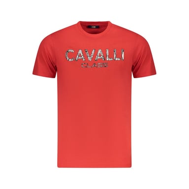 Cavalli Class Rosso Cotton Men T-Shirt
