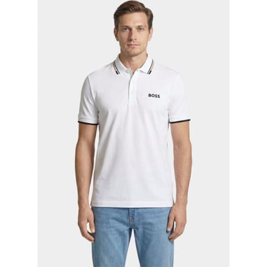 Paddy Pro Short Sleeve Collared Logo Detail Regular Fit Polo Shirt in White