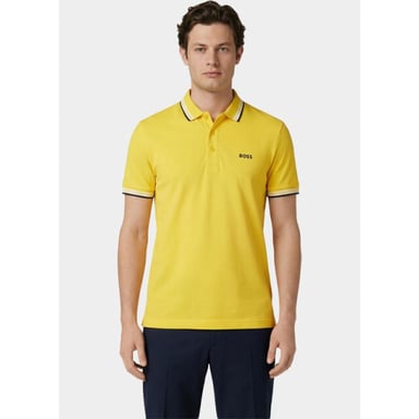 Paddy Short Sleeve Collared Logo Detail Regular Fit Polo Shirt in Gold