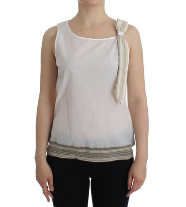 Sleeveless Cotton Top With Bow Detail
