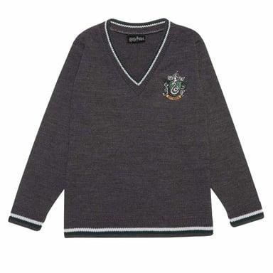 Harry Potter Childrens/Kids Slytherin Knitted Jumper (Grey/Green)