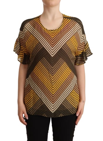 Chevron Print Silk Blouse