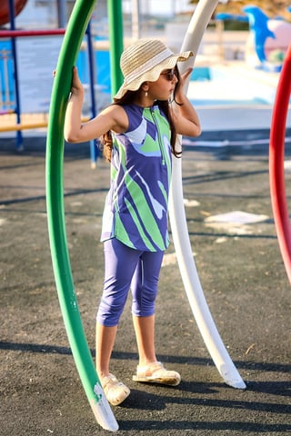 Marina Upf50+ Protected Girls' Modest Swimsuit Colorful