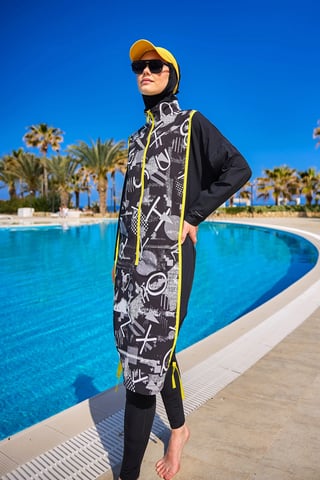 Svart heltäckande Modest Swimwear Burkini Set