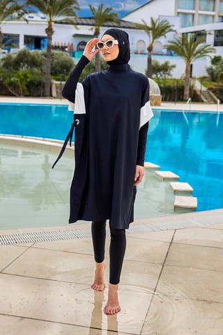 Black Burkini Set Full Coverage Modest Islamic Swimwear