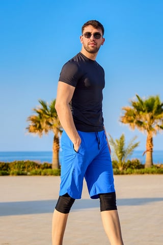 Marina Sax Blue Modest Men’S Swim Shorts