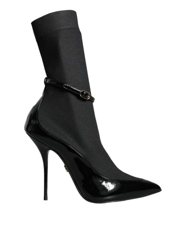 Dolce & Gabbana Svarta Läder Stiletto Boots Sömskor