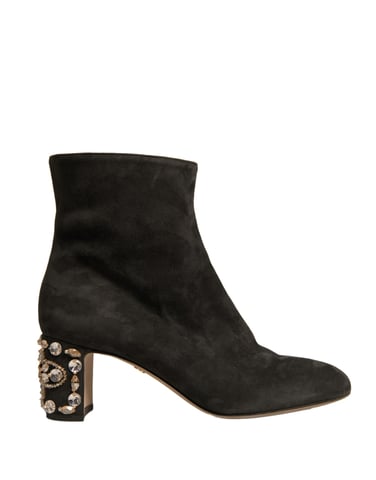 Dolce & Gabbana Svarta Dekorerade Klack Ankelboots Sneakers