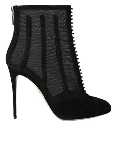 Dolce & Gabbana Svart Nät Stiletto Klack Ankelstövlar Skor