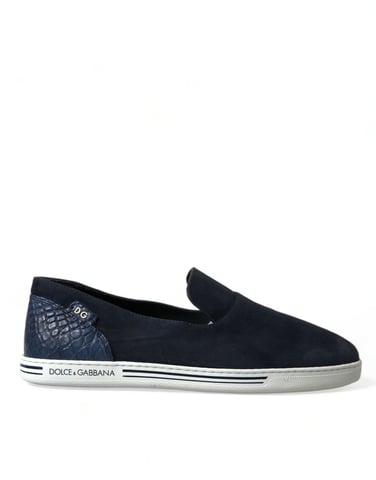 Dolce & Gabbana Blue Suede Caiman Loafers Saint Tropez Skor