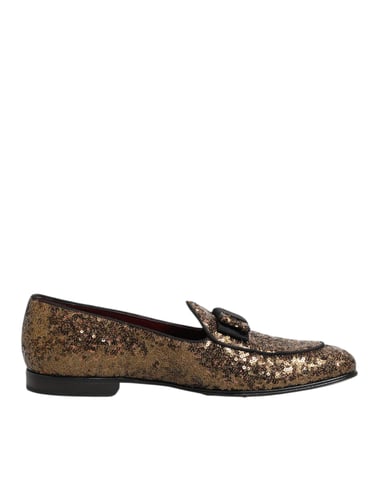 Dolce & Gabbana Guld Paljett Slips-On Loafers Herr Dress Skor
