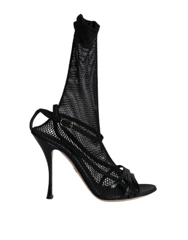 Dolce & Gabbana Svarta Nät Stiletto Klack Sandaler Skor
