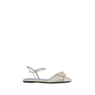 Valentino Garavani Beige Kalvskinn Bos Taurus Platta Sandaler