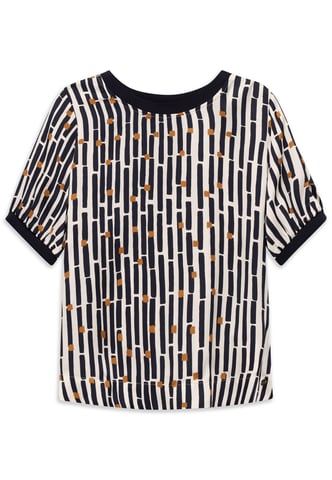 Bugatti Damen Bluse kurzarm mit grafischem Print aus 100% Viskose