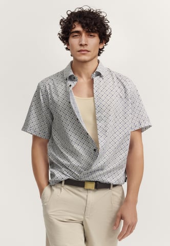 Bugatti Herren Kurzarm-Hemd elegant mit Allover-Muster