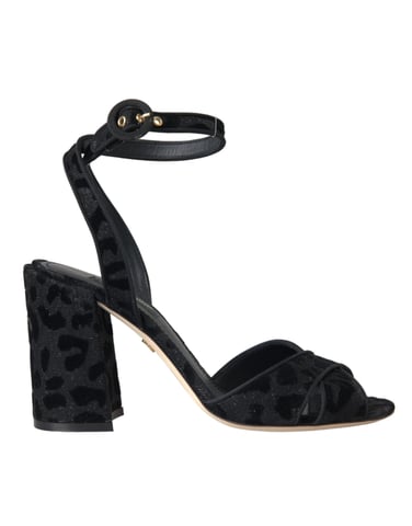 Dolce & Gabbana Svart Leopardmocka Klacksandaler Skor