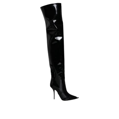 Dolce & Gabbana Black Leather Over The Knee
