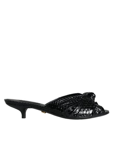 Dolce & Gabbana Svarta Läderklackar Slides Sandaler Skor