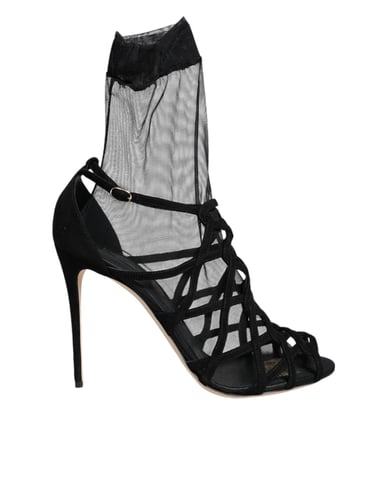 Dolce & Gabbana Svarta Tyll Stretch Klacksandaler Sko