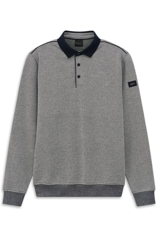 Bugatti Herren Sweatpoloshirt mit Druckknöpfen