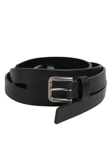 Dolce & Gabbana Black Double Strap Leather Gold Buckle Belt