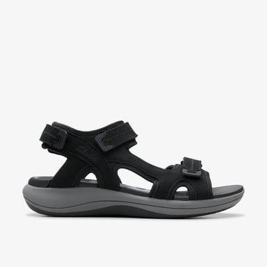 Mira Vrije Zwarte Nubuck Sandalen