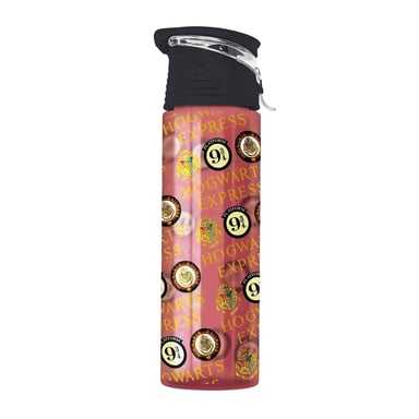 Harry Potter Platform 9 3/4 Hogwarts Crest Plastic Water Bottle (Red/Yellow/Black)