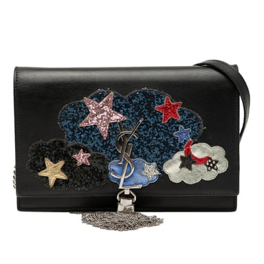 Begagnad Kalvskinn Cloud Star Applikation Klassisk Monogram Kate Tassel Plånbok På Kedja