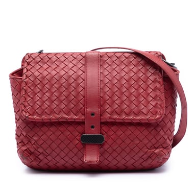 Begagnad Nappa Intrecciato Vändbar Flap Messenger-väska