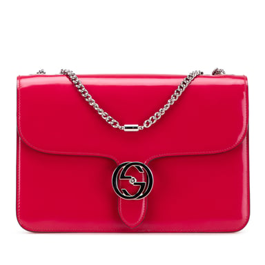 Begagnad Medium Patent Dollar Interlocking G Crossbody