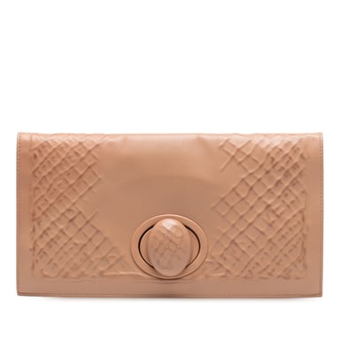 Pre-owned Nappa Embossed Intrecciato Turnlock Clutch