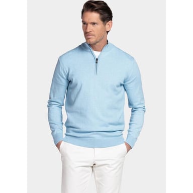 Bos Bright Blue Half zip cotton regular fit licht 618400cct-13/615