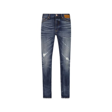 Palm Angels Blue Cotton Straight-Leg Jeans